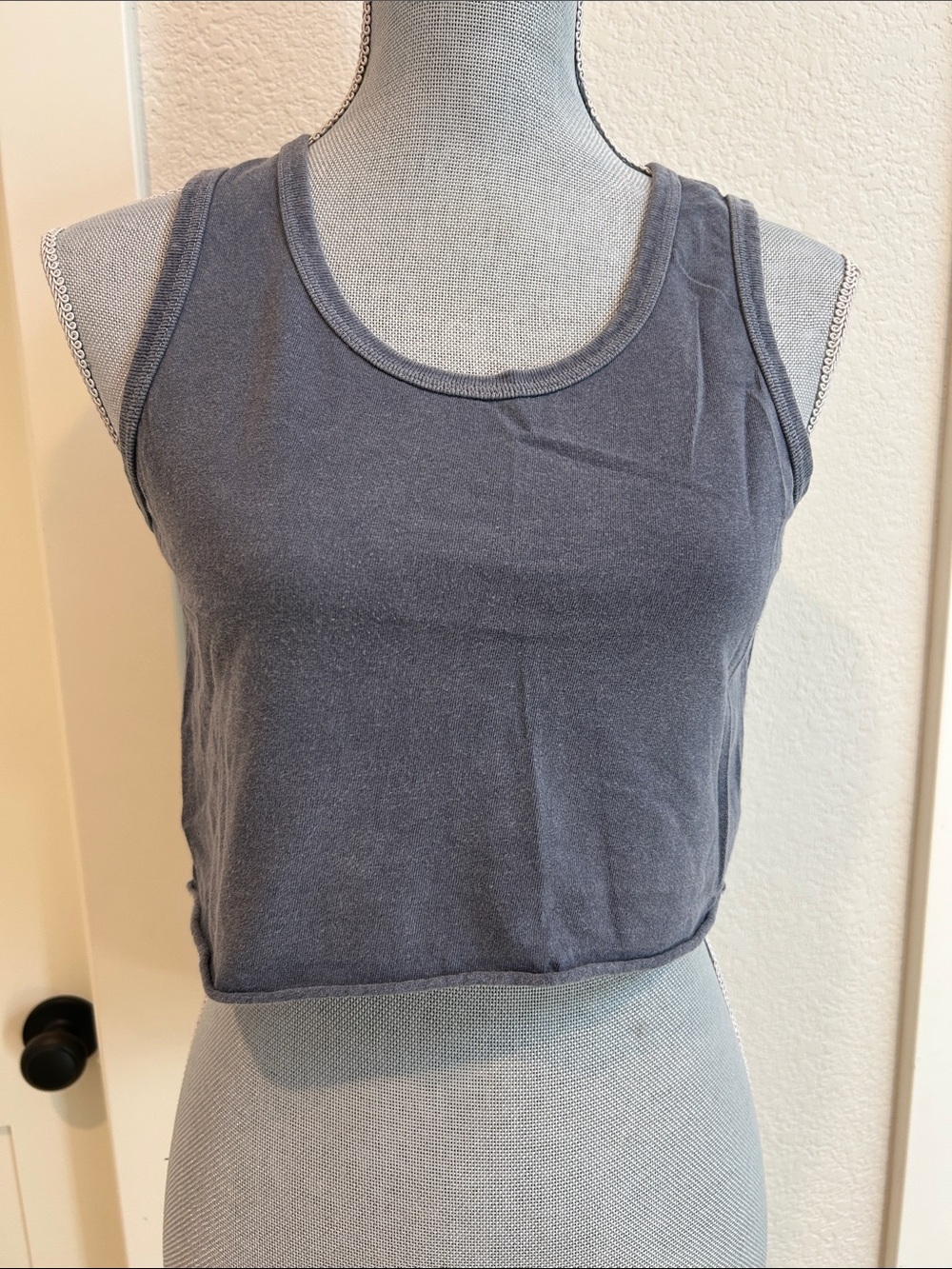 John galt brandy Melville Cropped Ribbed Tank Top in Slate Blue - Women